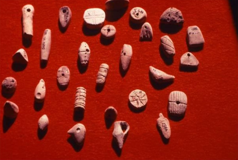 Tokens from Uruk, Iraq, ca. 3300 BC