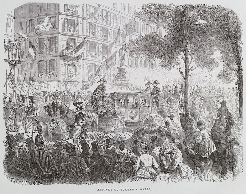 The Turkish Sultan arriving at the Paris World Fair, in 1867